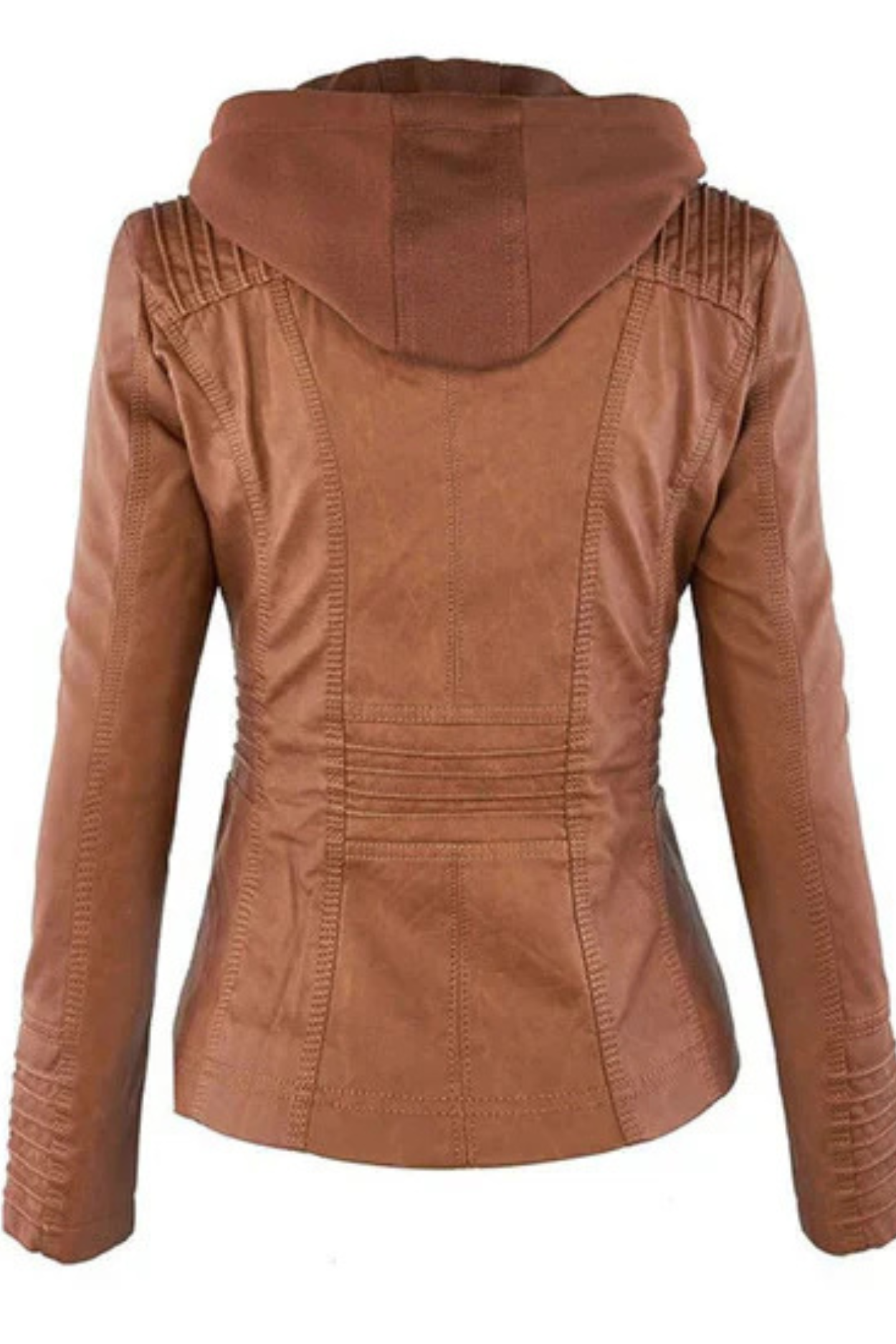 Eva Weatherproof Women's Leather Jacket with Hood - Khaki