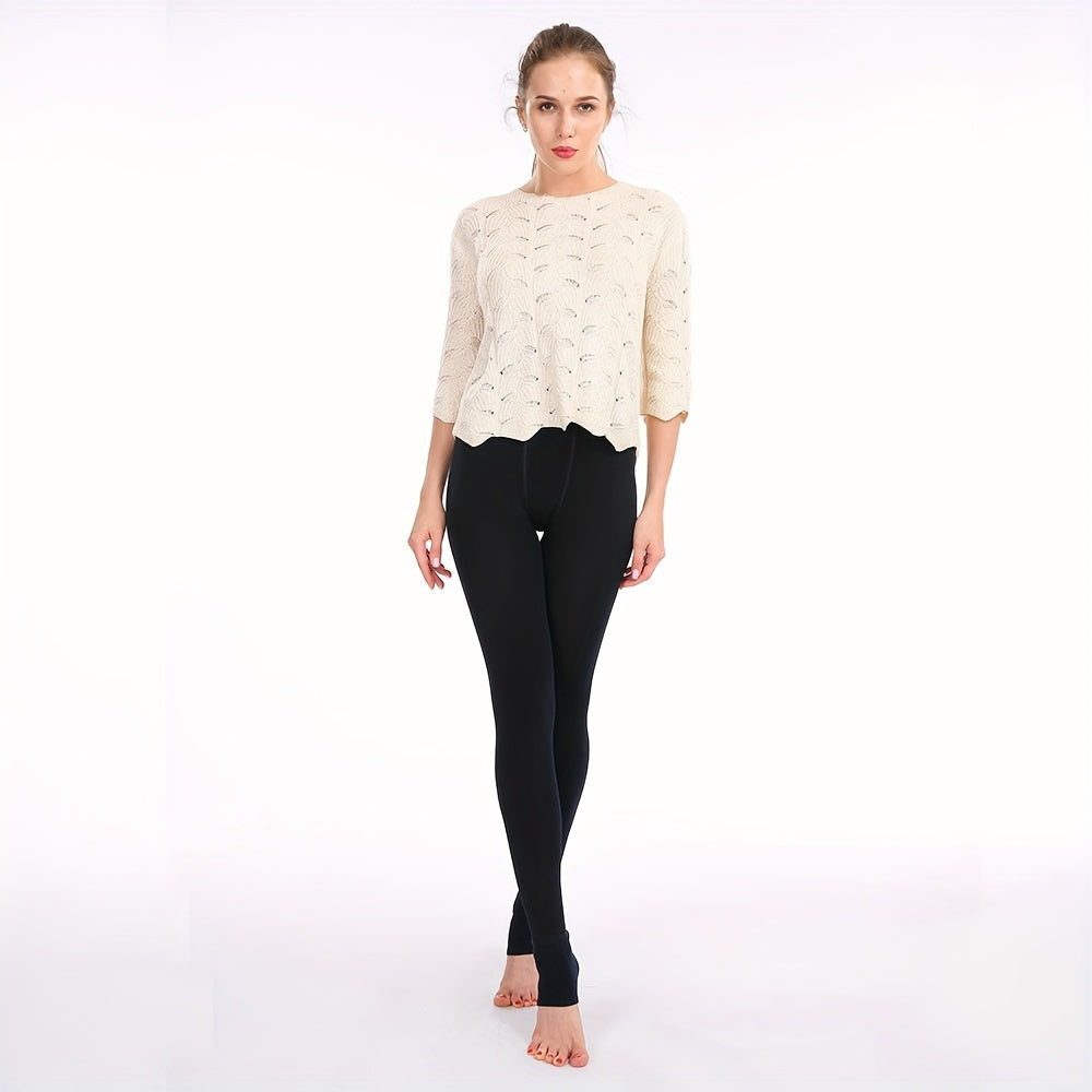 WW | Schwarze Thermoleggings aus Fleece für den Winter