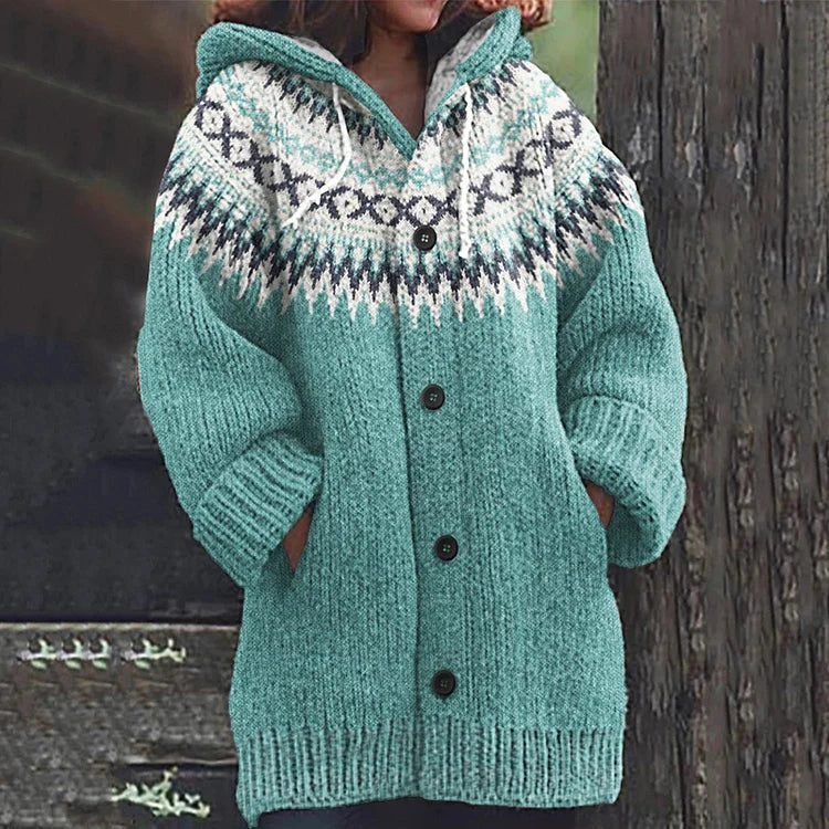 WW | Warm knit cardigan with print