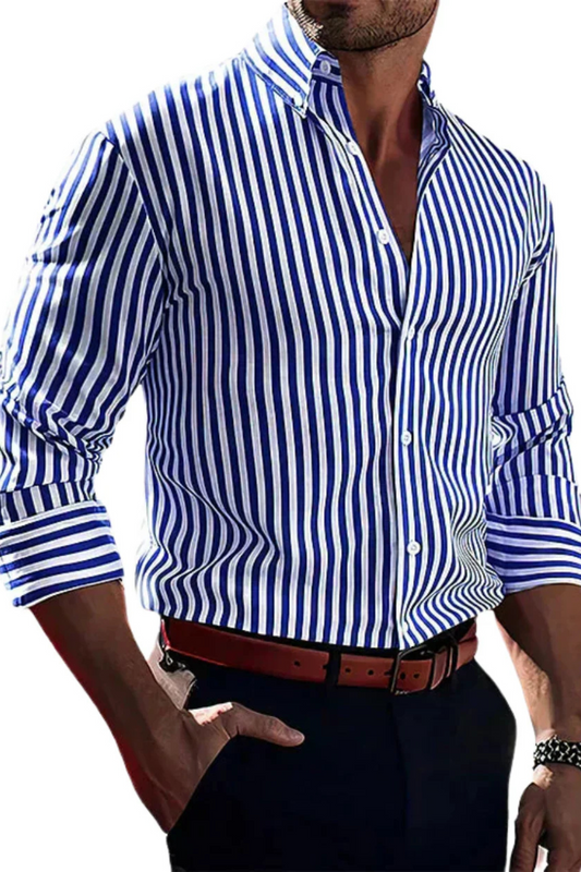William Elegantes Gestreiftes Hemd - Blau
