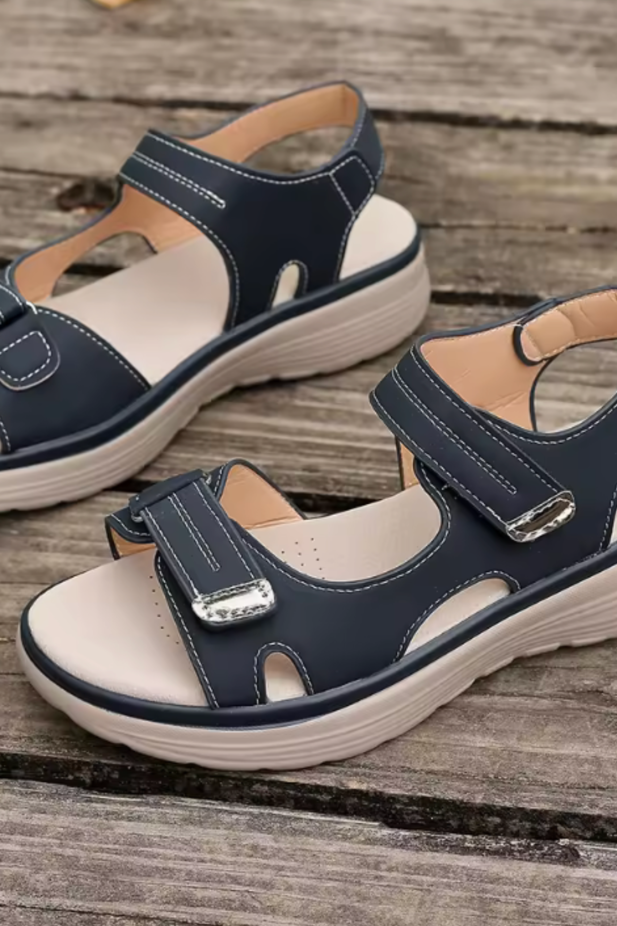 Tonya Orthopedic Leather Sandals - Blue