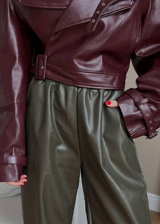 WW | Cropped fake Leder Motojacke