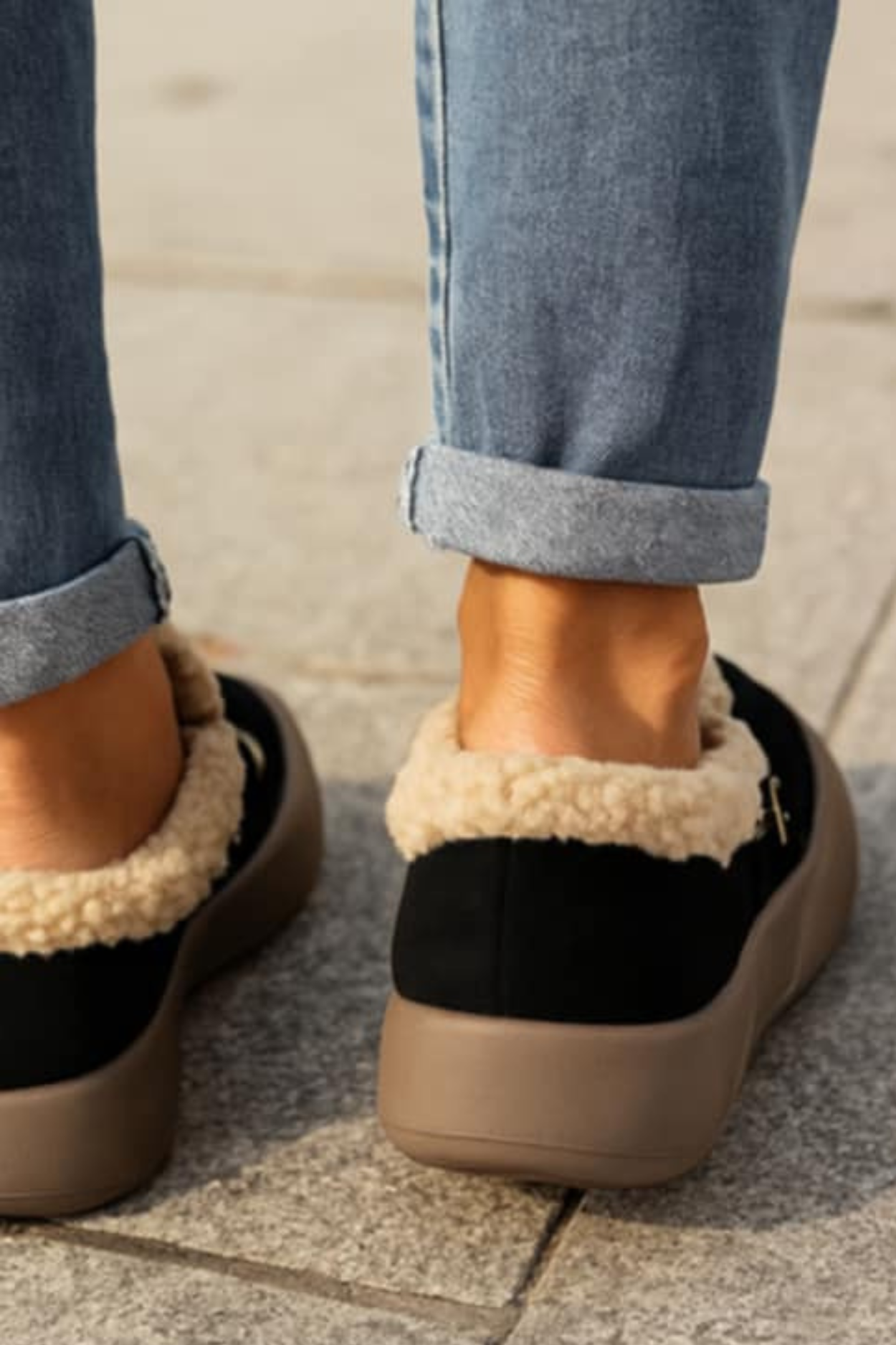 Ivory Comfortable Fleece Lined Shoes - Black