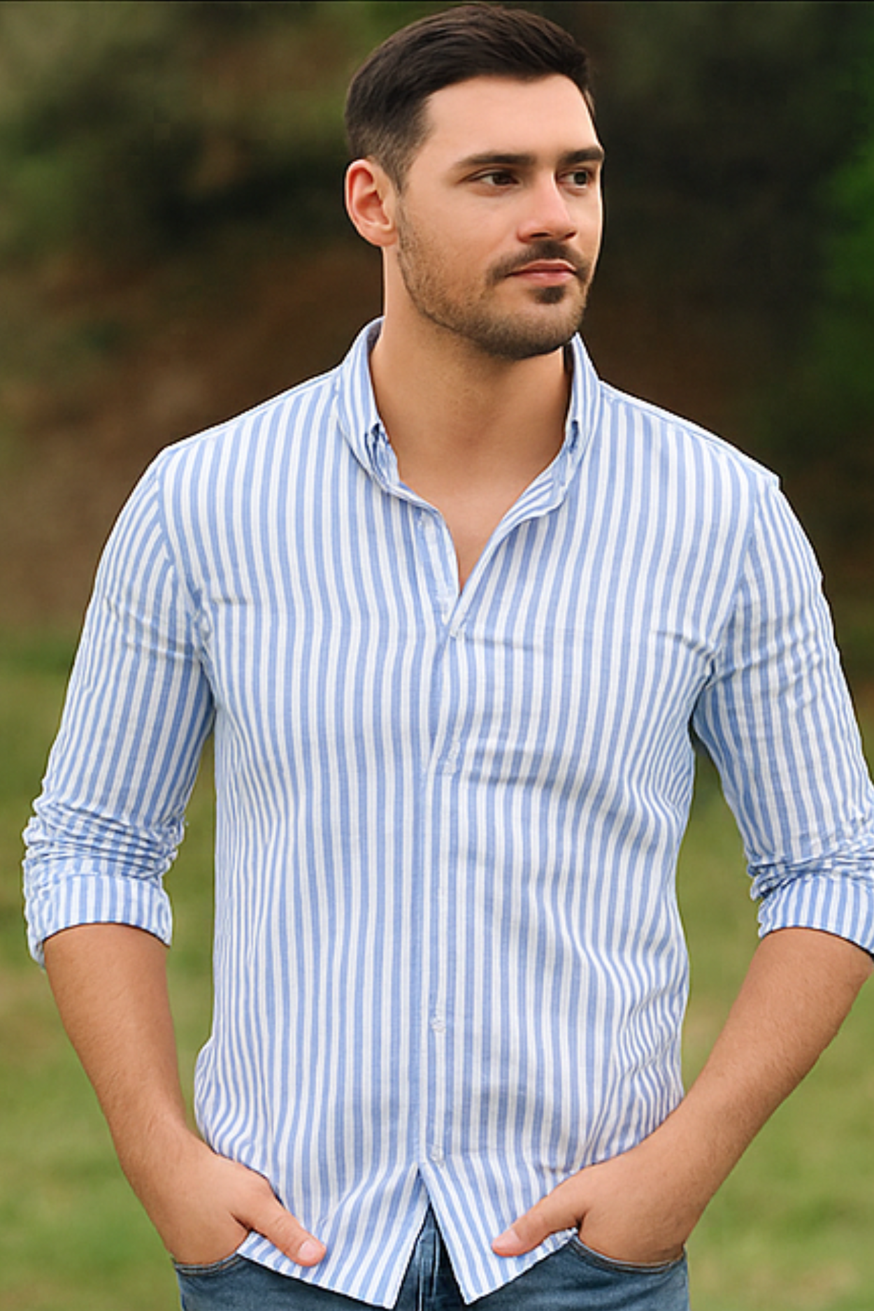 William Elegant Striped Shirt - Light Blue
