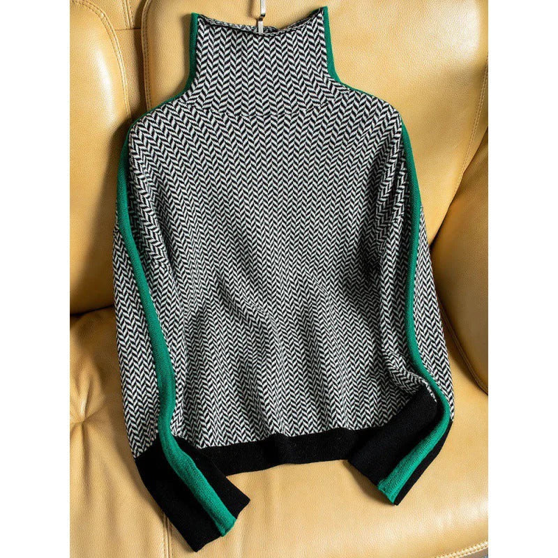 W&W Geometric Knit Turtleneck Sweater