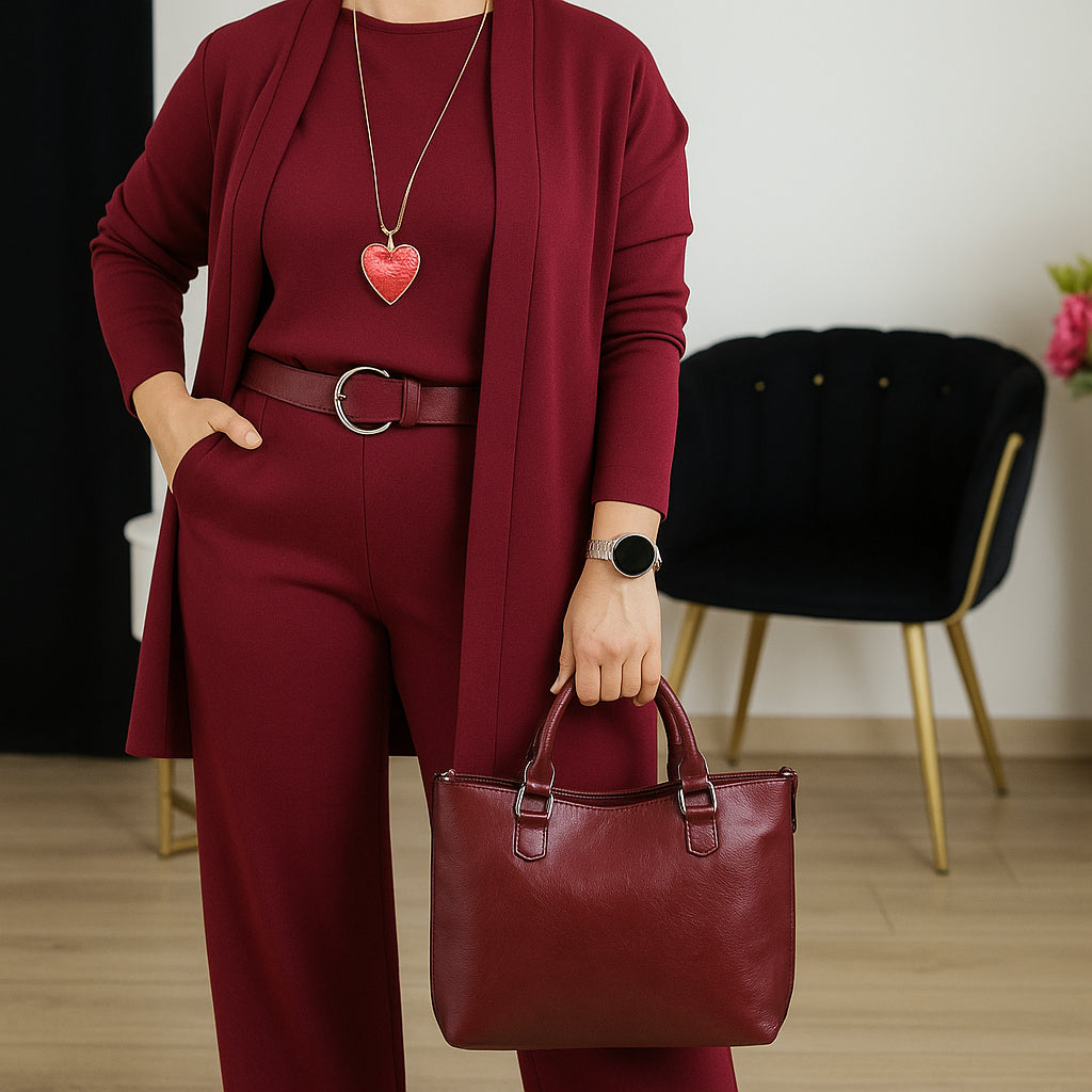 WW | Stylish 3-piece set consisting of a long cardigan, top and pants