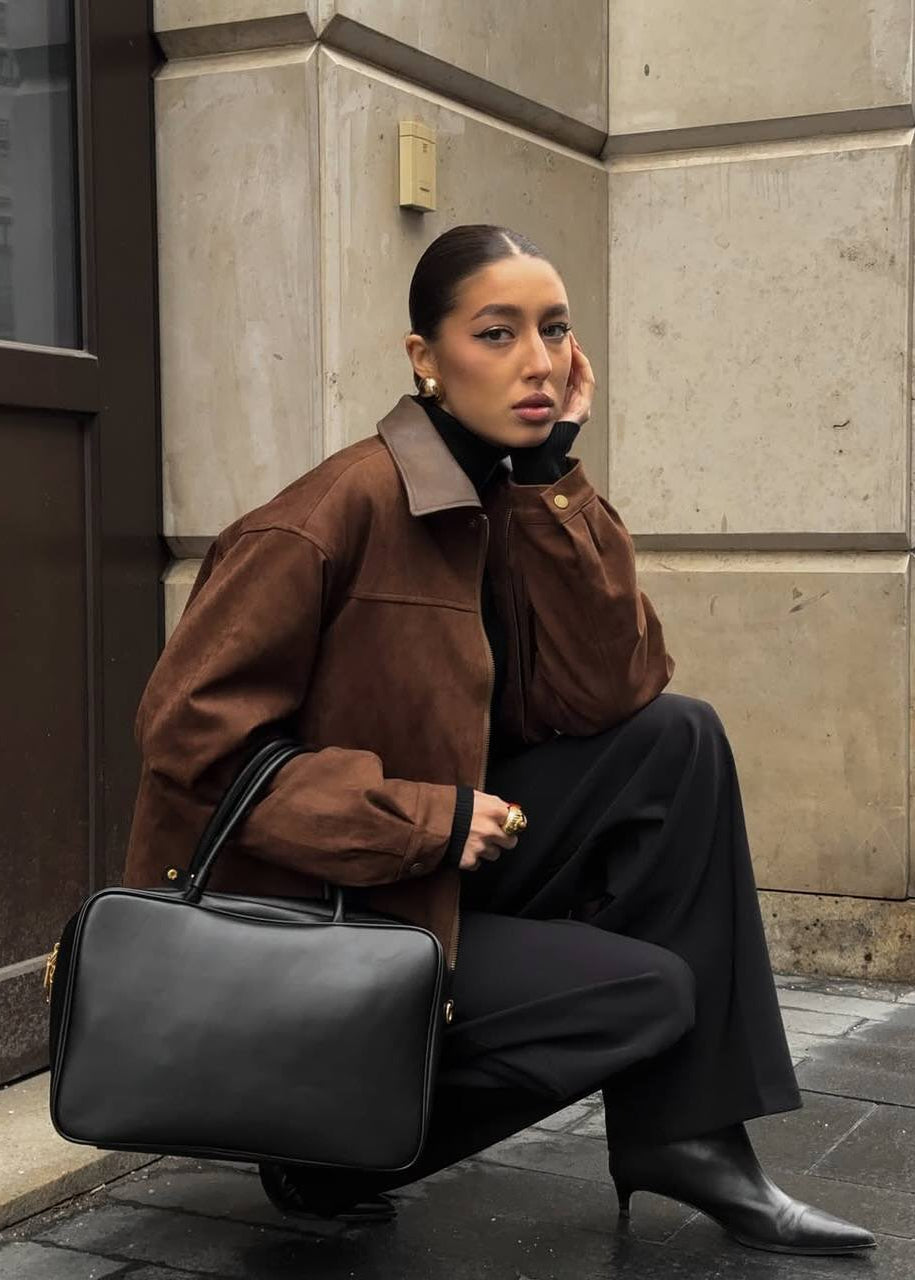 WW | Edge - Oversized Suede Jacket with Contrast Collar