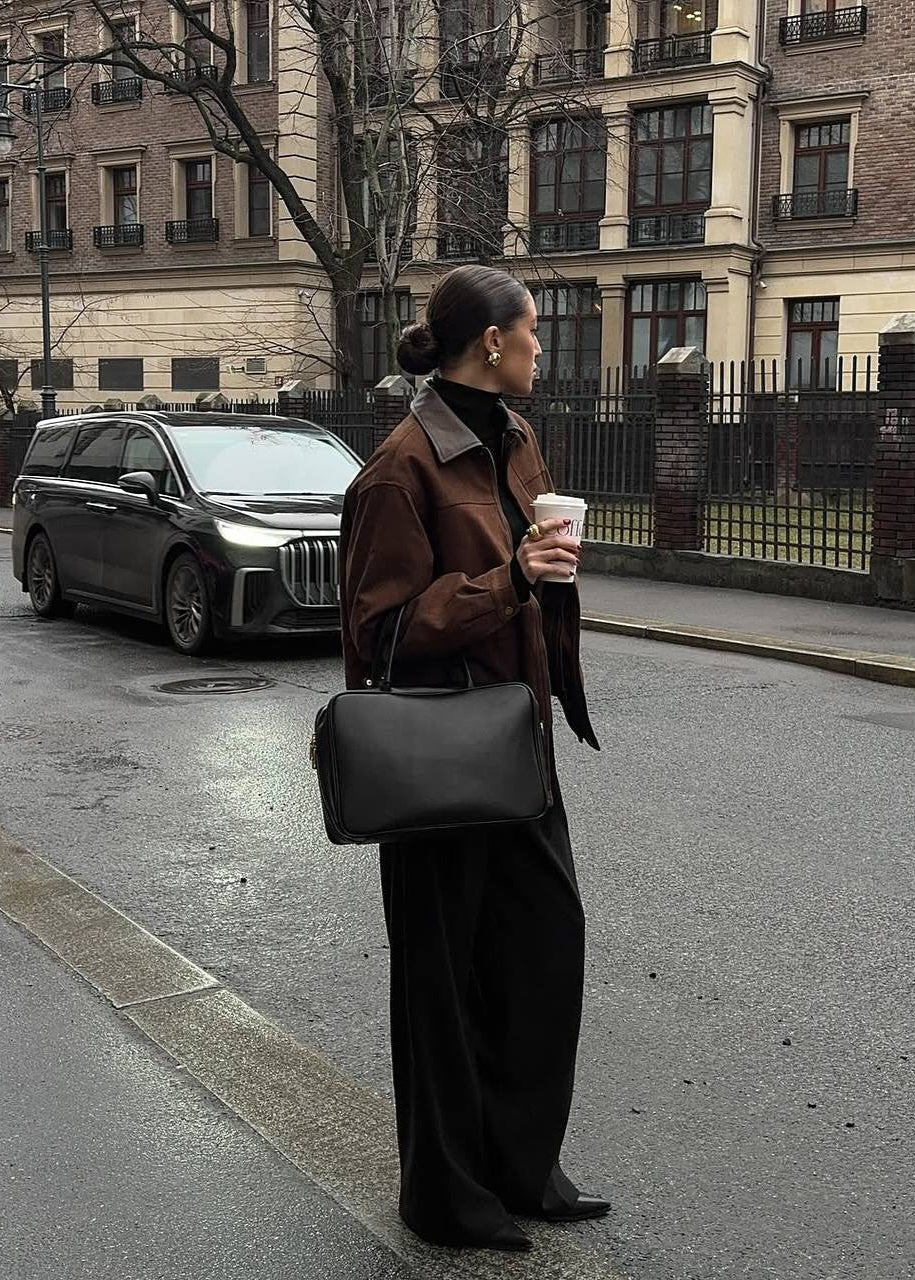 WW | Edge - Oversized Suede Jacket with Contrast Collar