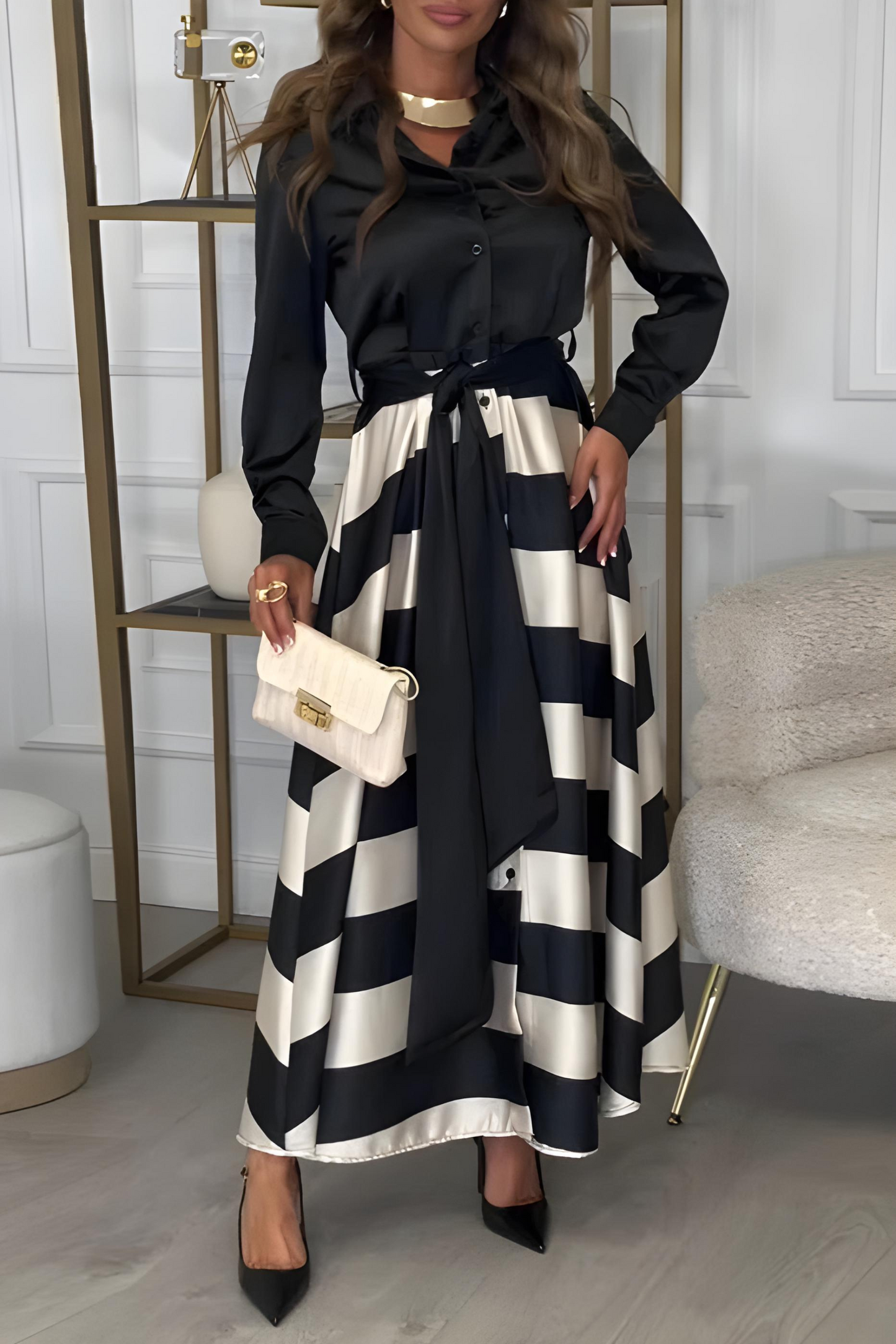 Estrid | Striped shirt dress with belt