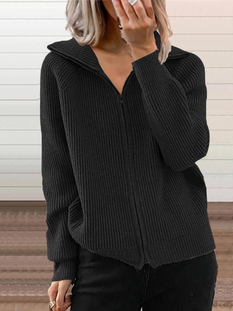 WW | Cozy cotton knit zip-up pullover jacket