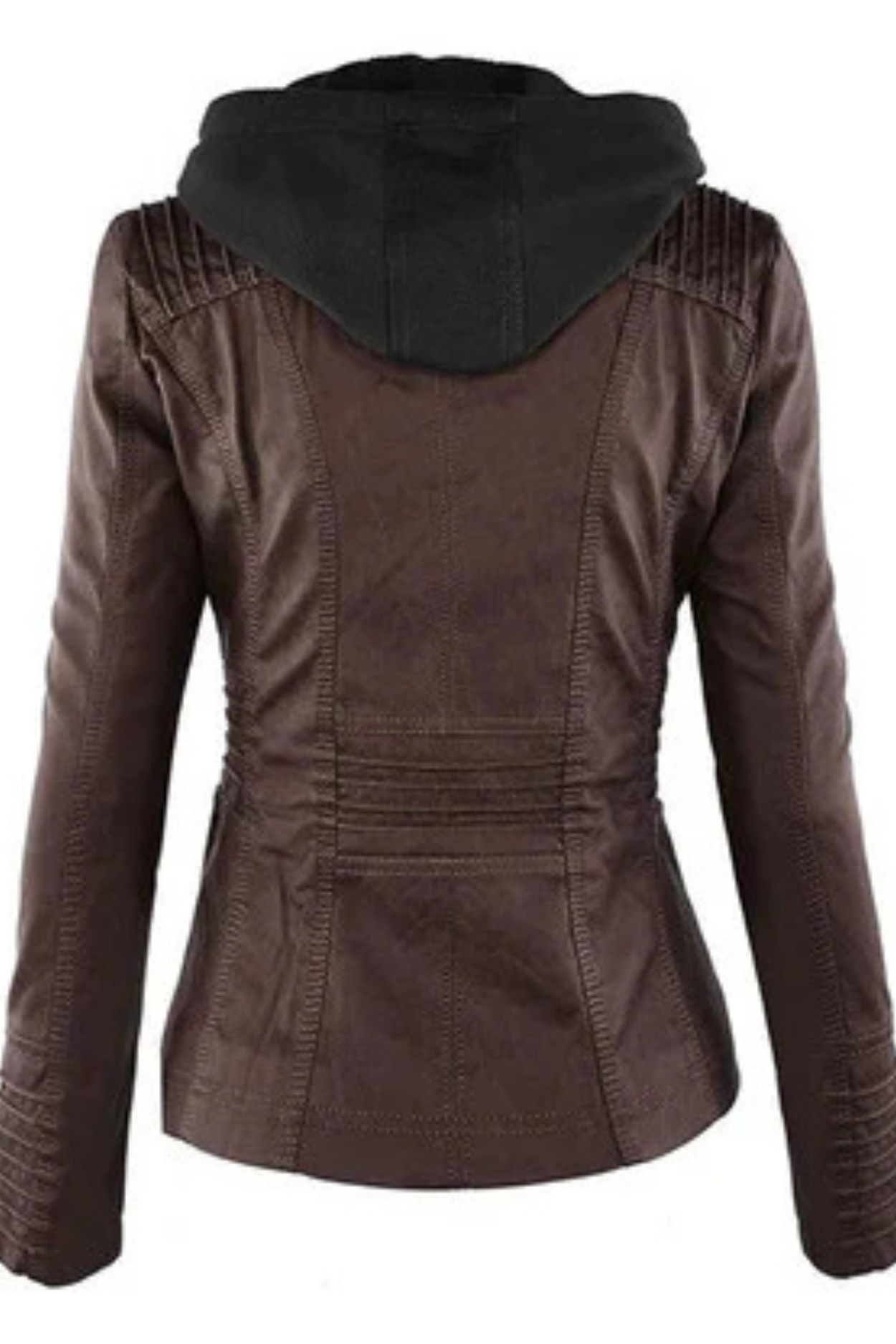 Eva Women's Weatherproof Leather Jacket with Hood - Brown