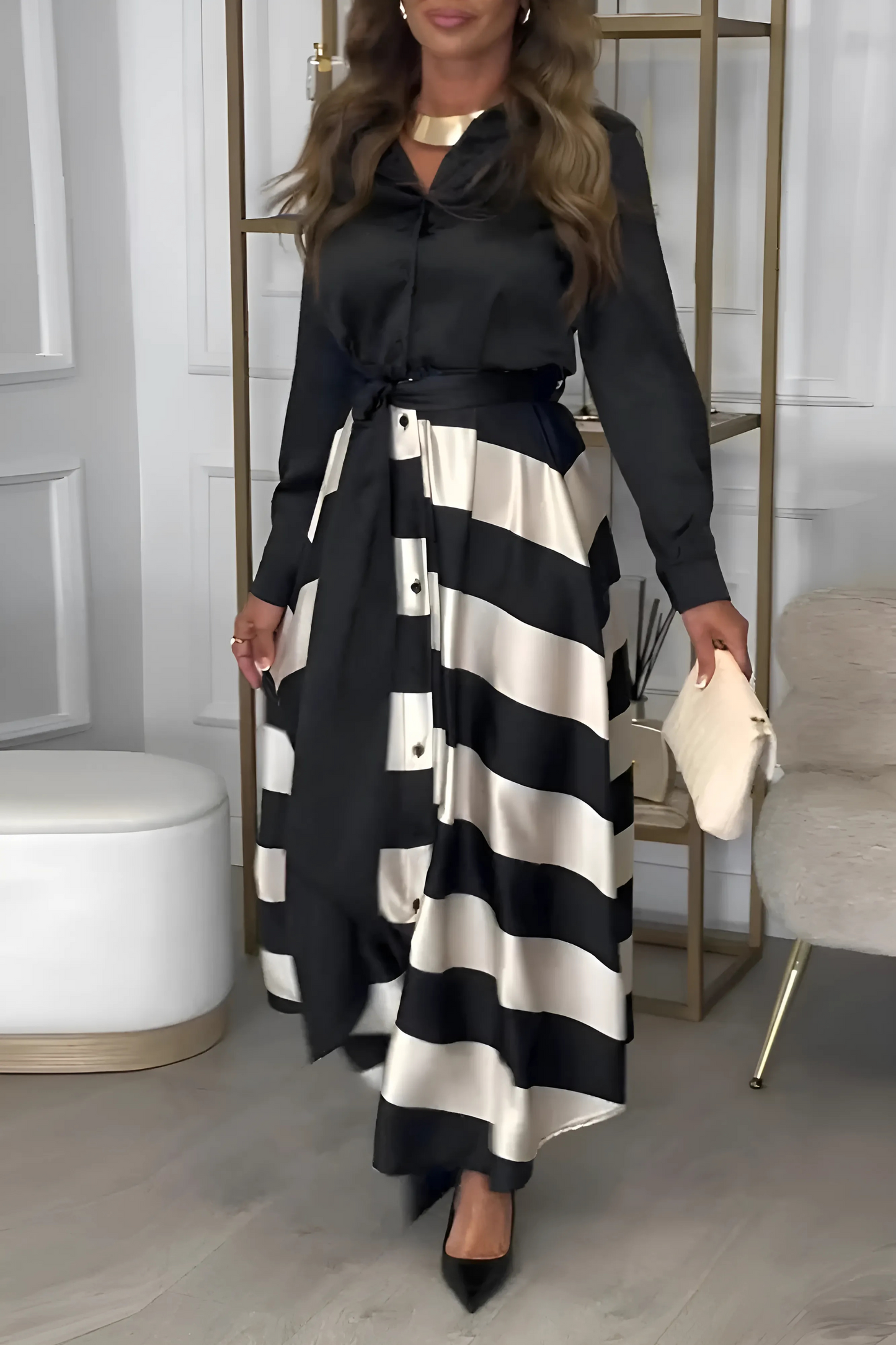 Estrid | Striped shirt dress with belt