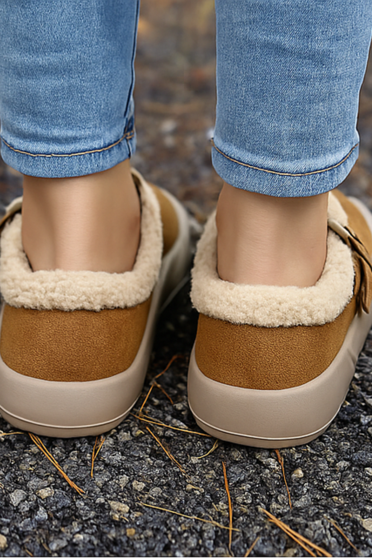 Ivory Comfortable Fleece-Lined Shoes - Khaki