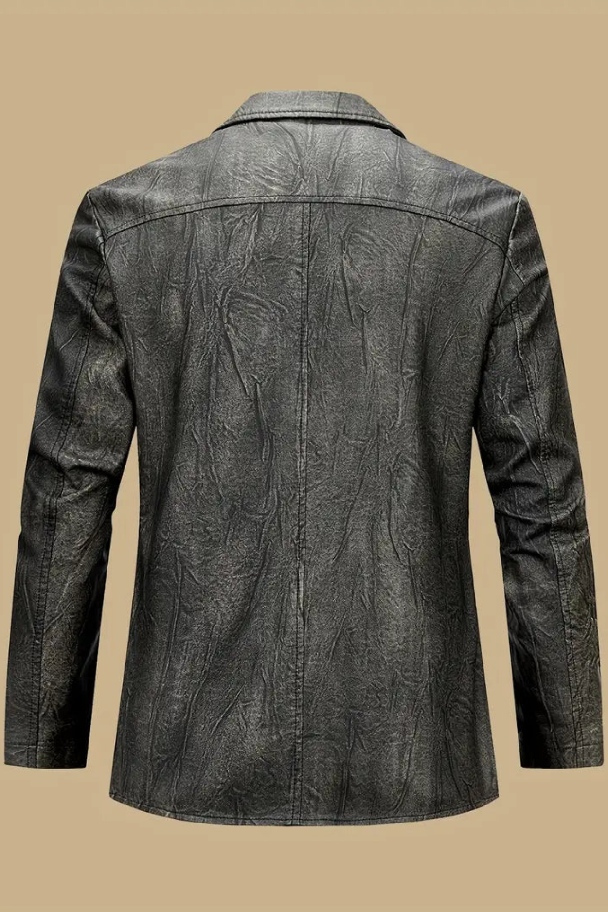 Oliver Leather Jacket with Locomotive Collar - Black