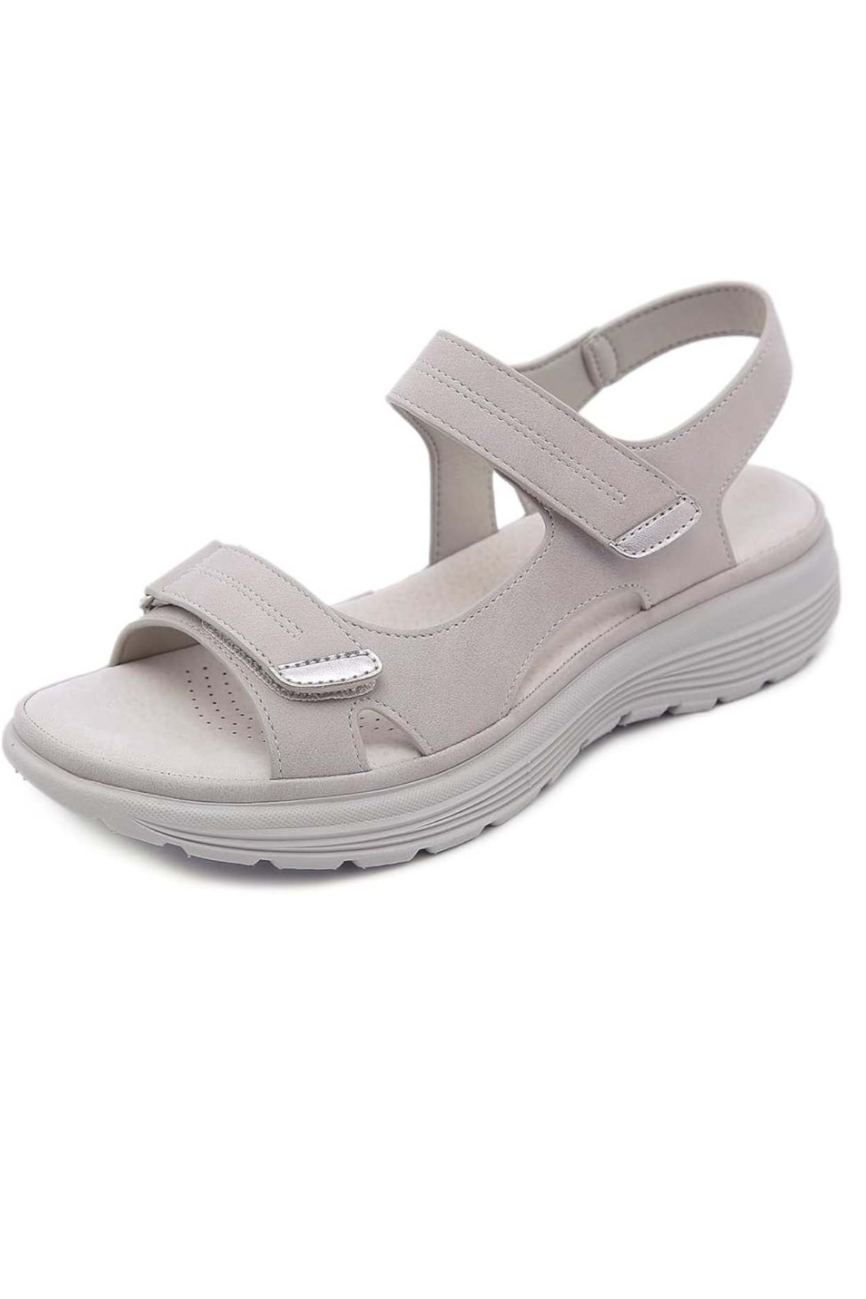 Tonya Orthopedic Leather Sandals - Grey