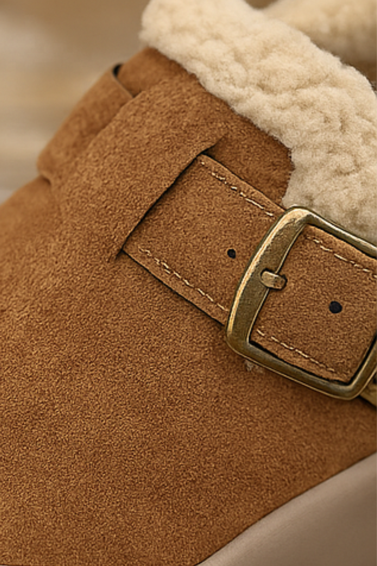 Ivory Comfortable Fleece-Lined Shoes - Khaki