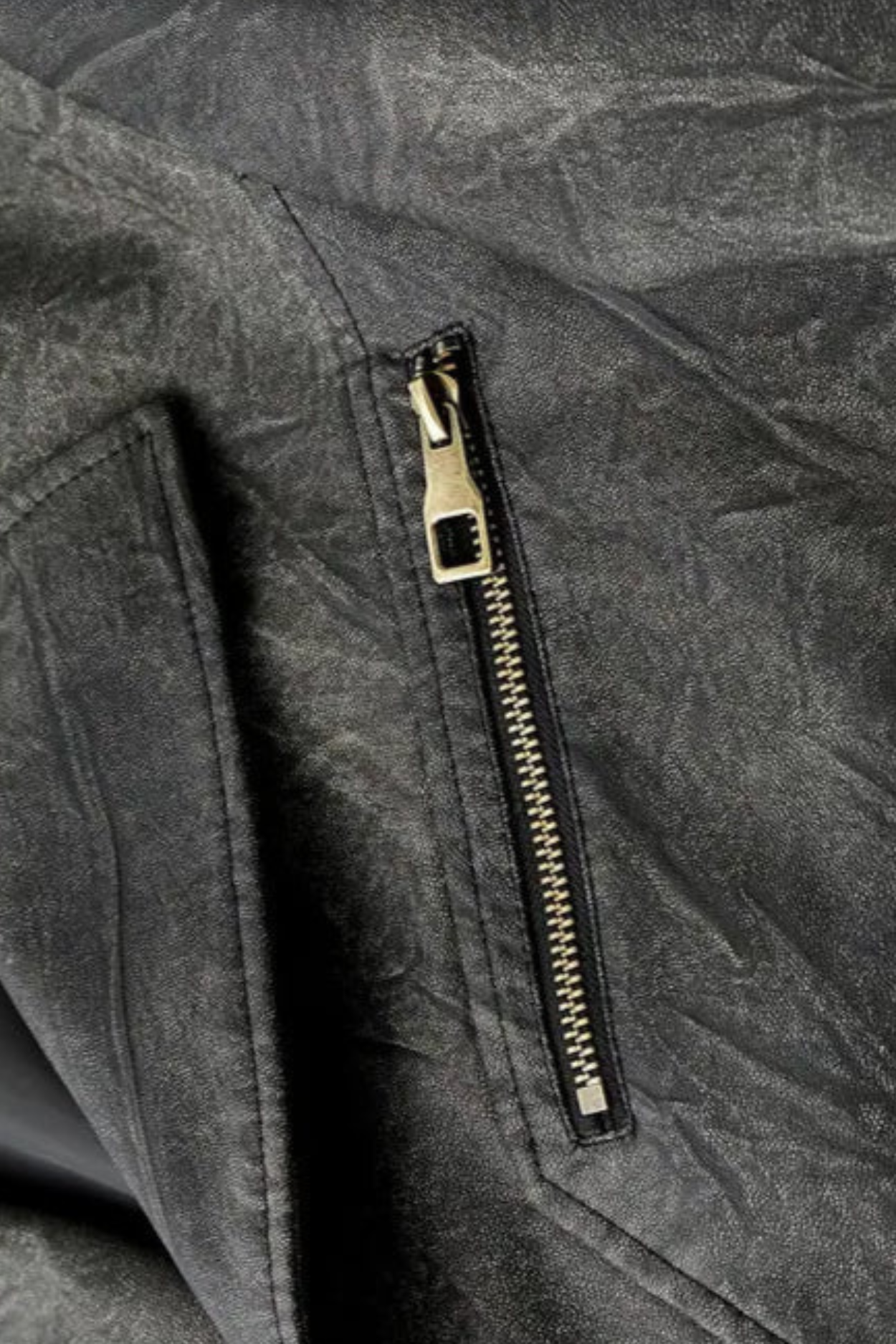 Oliver Leather Jacket with Locomotive Collar - Black