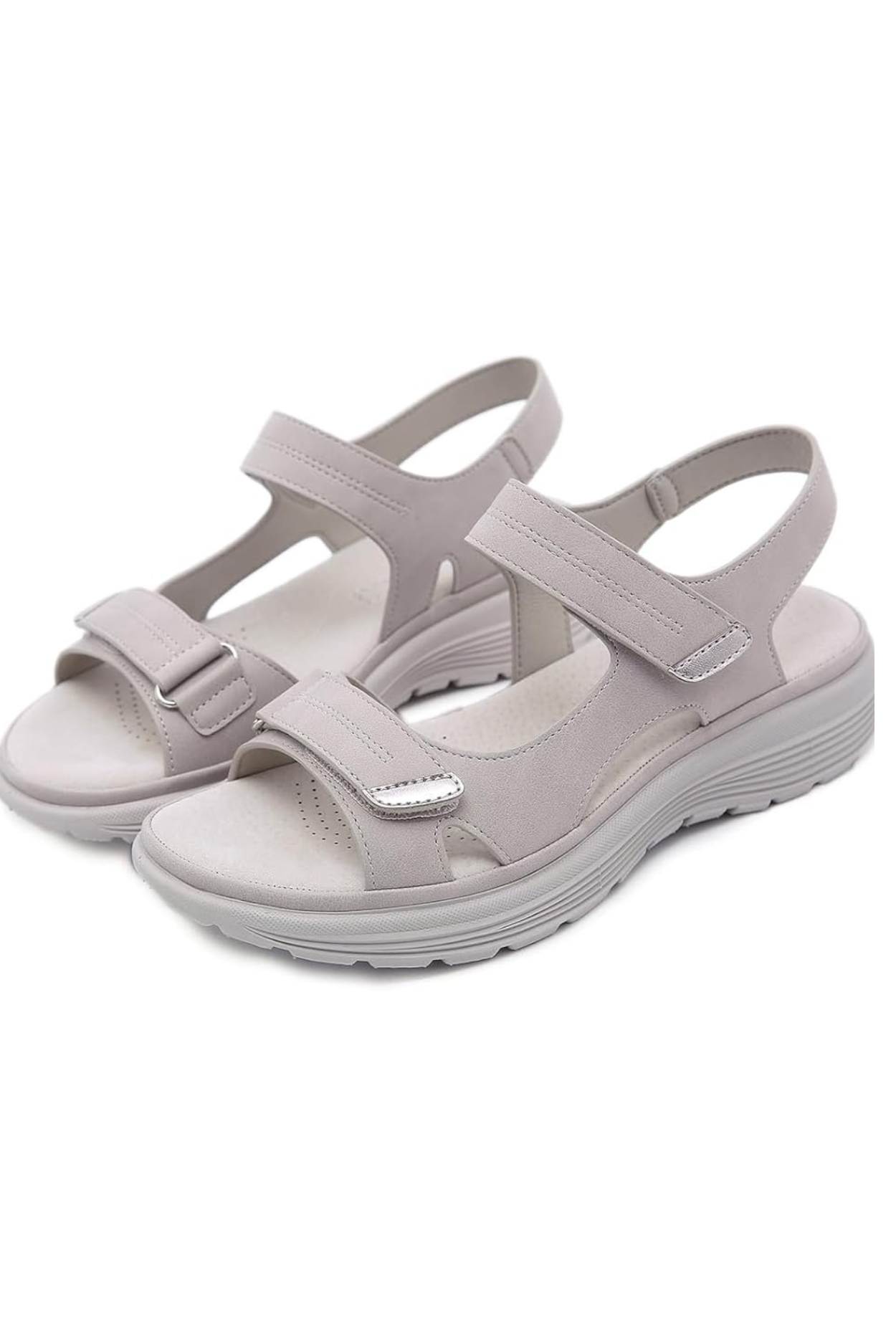 Tonya Orthopedic Leather Sandals - Grey