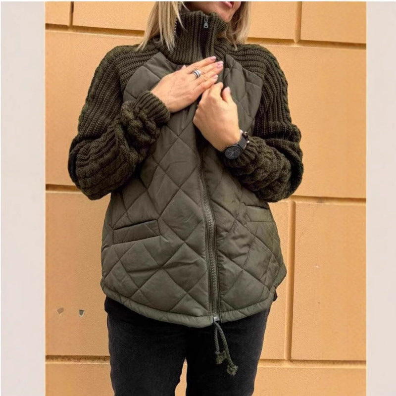 WW | Cozy quilted jacket with knit sleeves for women