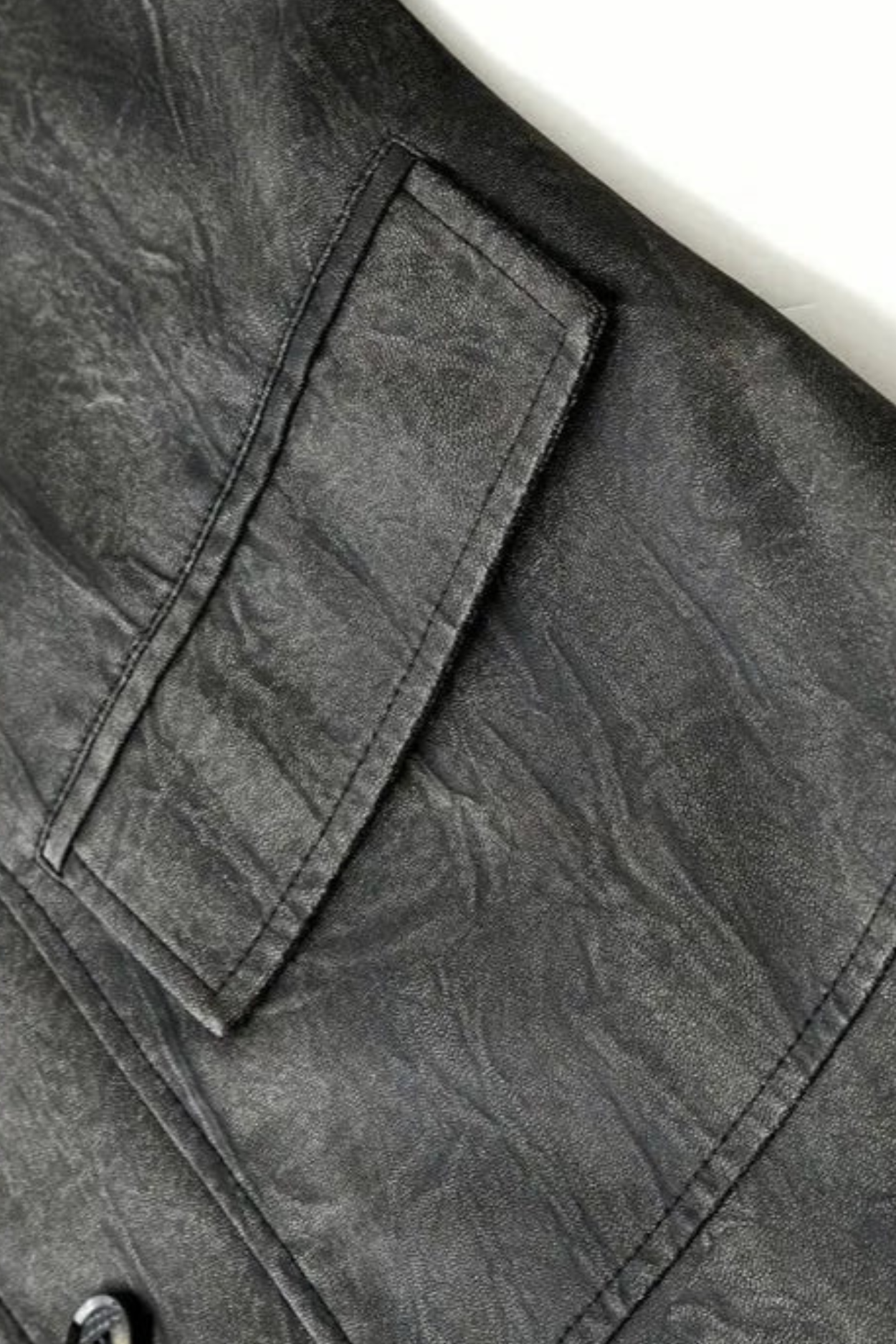 Oliver Leather Jacket with Locomotive Collar - Black