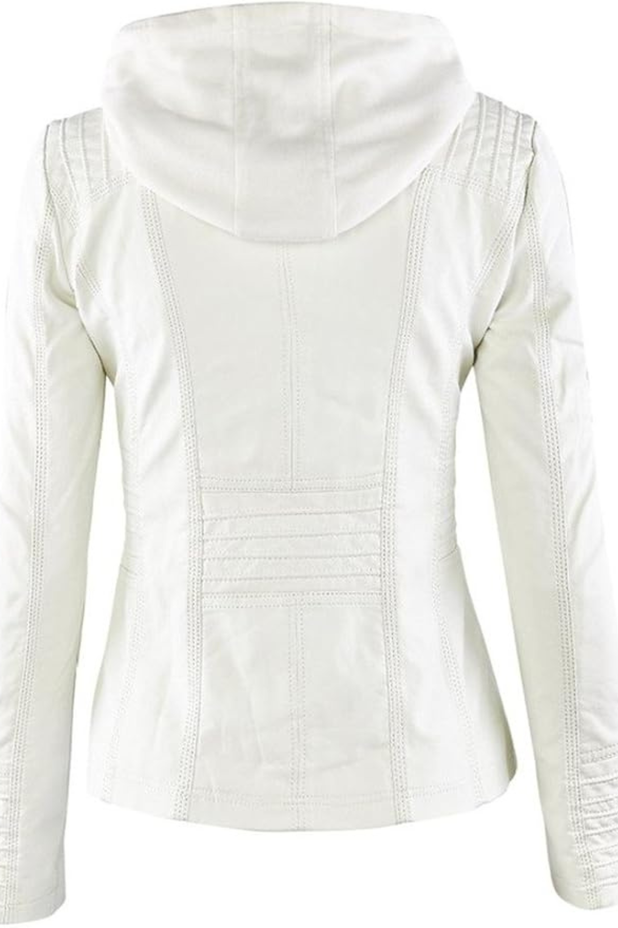 Eva Weatherproof Women's Leather Jacket with Hood - White