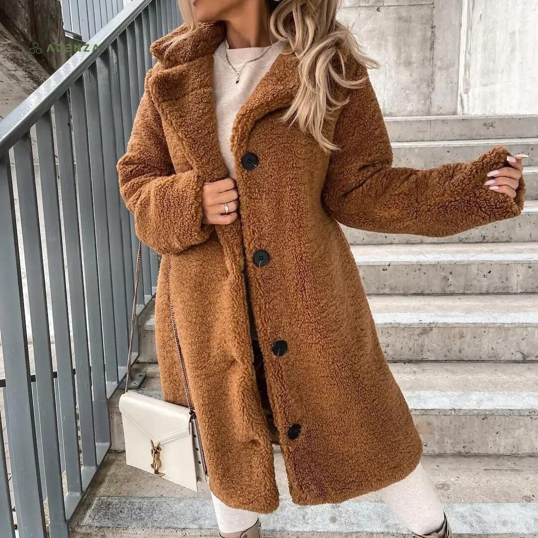 WW | Teddy Mantel Soft Und Warm Übergroß Fit Knopfverschluss Reverskragen