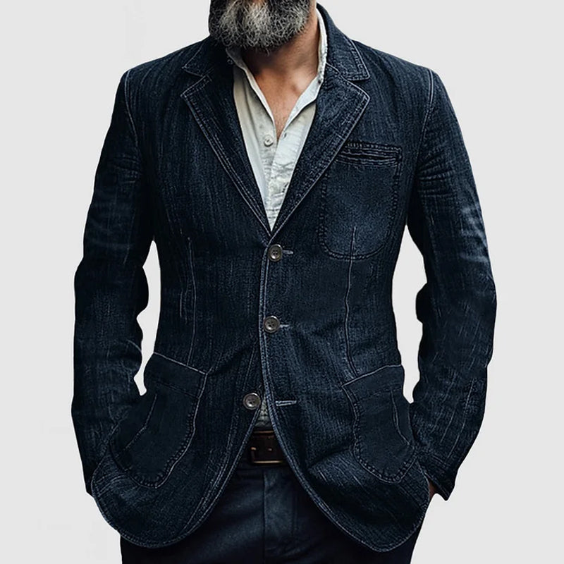 WW | Jeans Blazer - Stylischer Denim-Sakko mit Vintage-Waschung