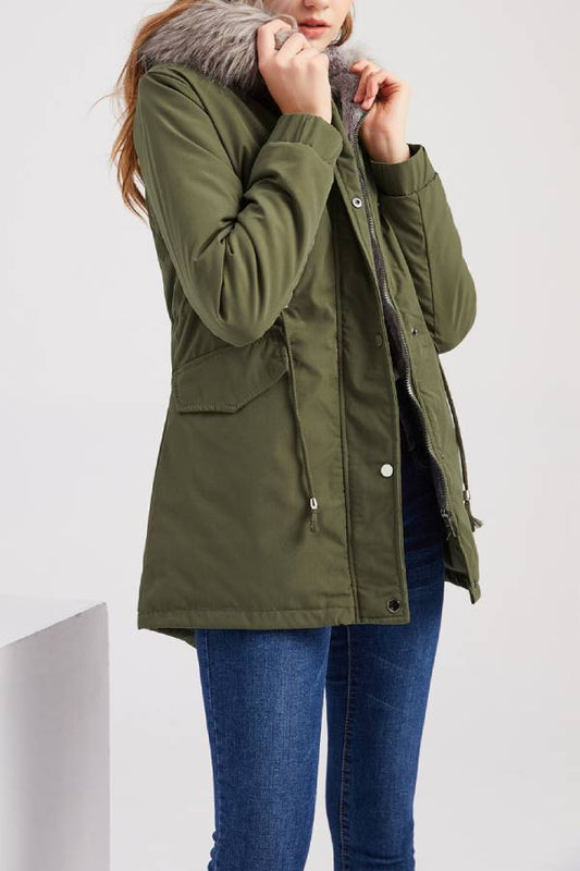 WW | Winter warmer Fleece-Mantel mit Baumwoll-Steppjacke
