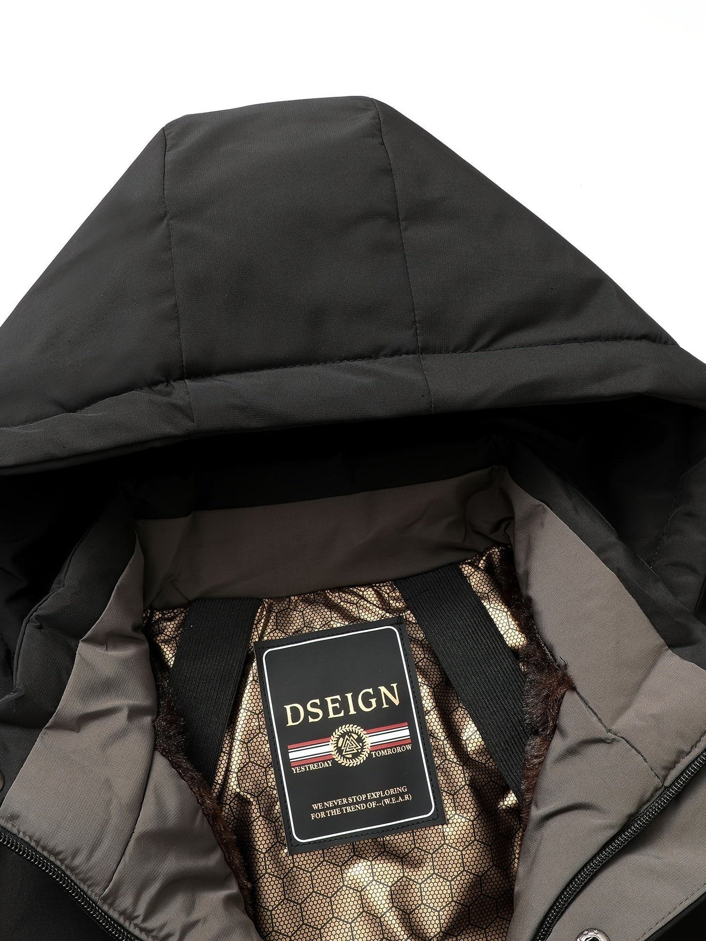 WW | Herren Steppwintermantel mit Kapuze - Warme Jacke mit Reißverschluss und Taschen