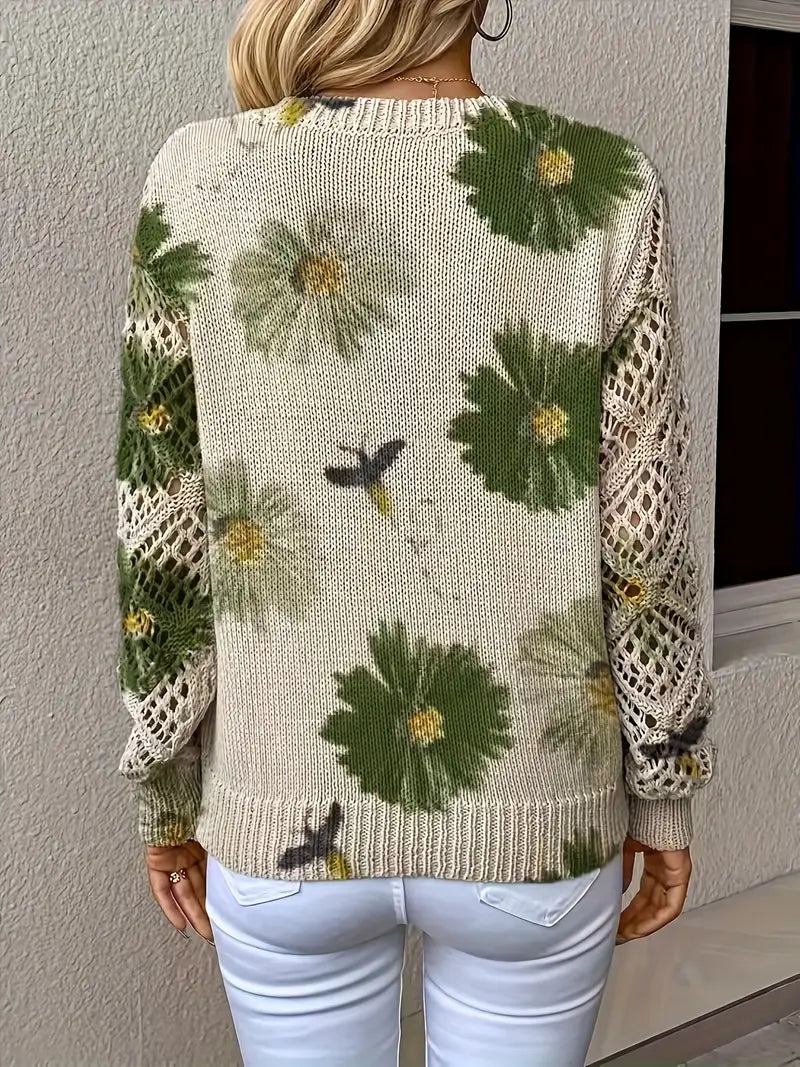 Rayuela Elegant Floral Print Pullover - Green