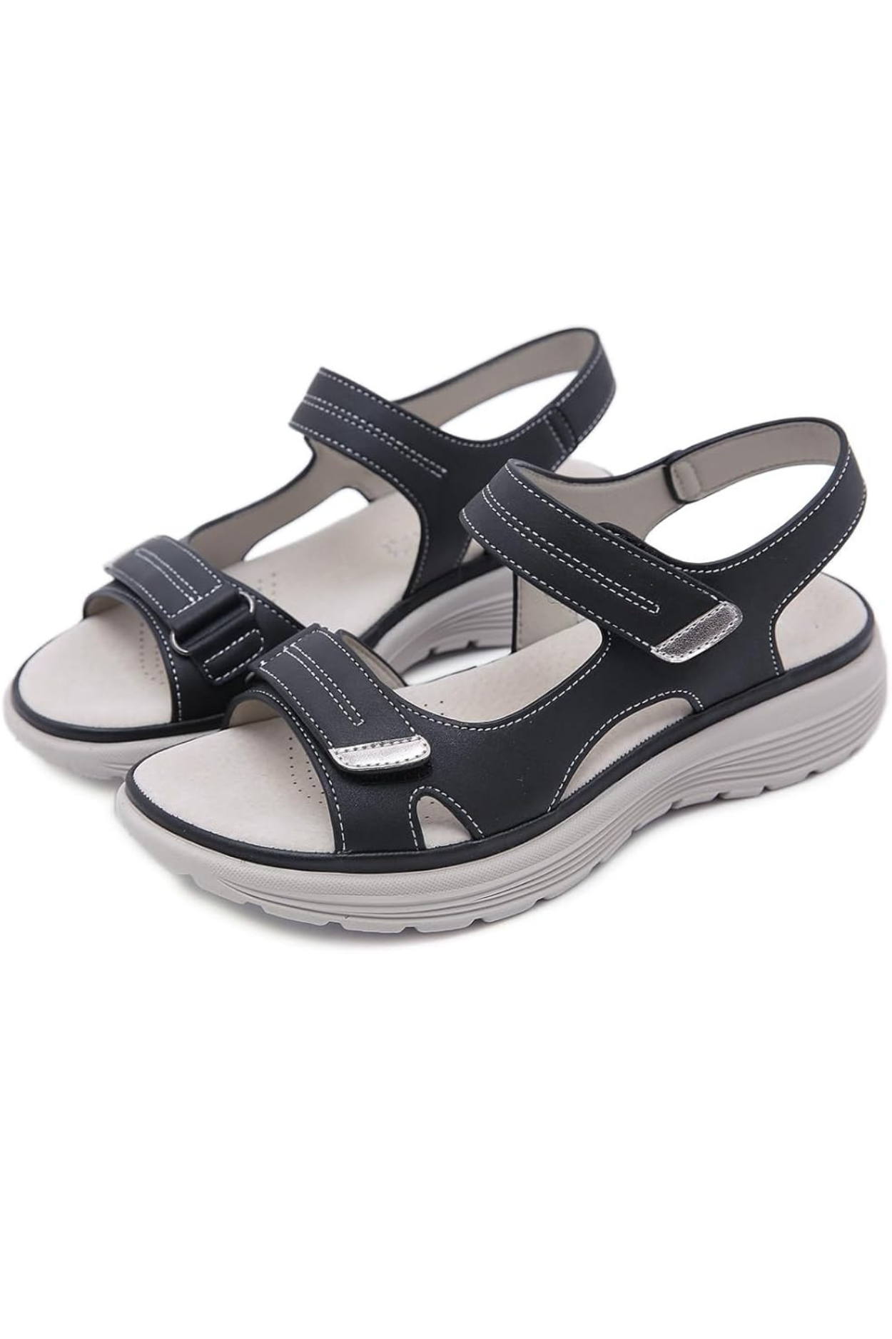 Tonya Orthopedic Leather Sandals - Black