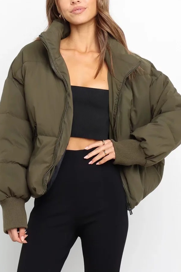 WW | Collar Zipper Pocket Thick Warm Cotton Jacket