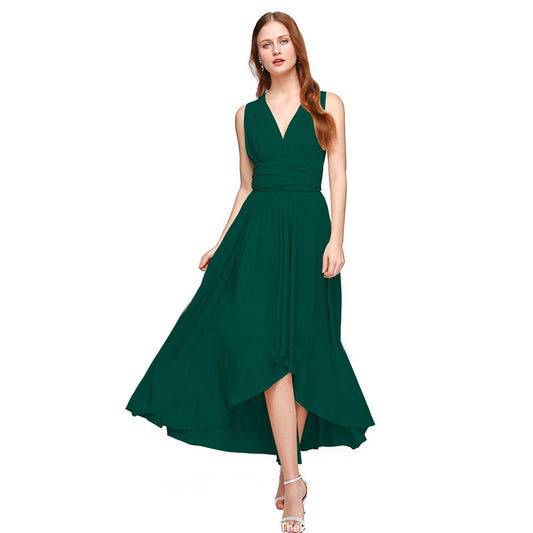 Women's Elegant Maxi Dress with Wrap Look and Asymmetrical Hem WW