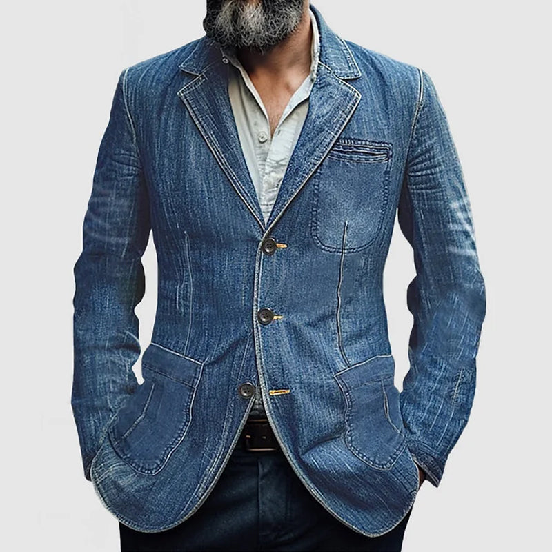 WW | Jeans Blazer - Stylischer Denim-Sakko mit Vintage-Waschung