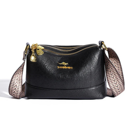 Nyra Elegante Schultertasche aus Leder - Schwarz