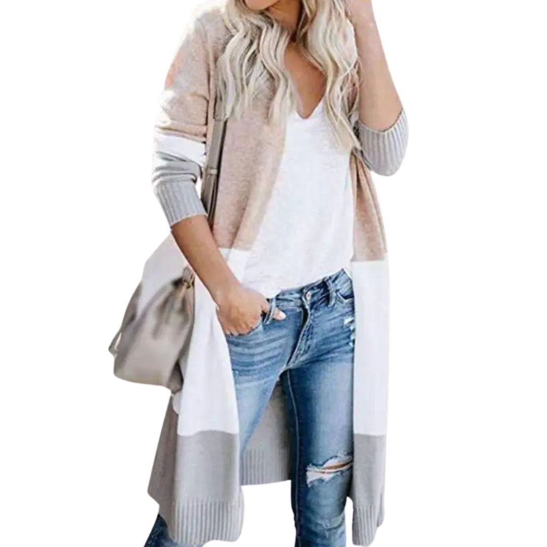 WW | Strickjacke mit Farbblock und offener Front