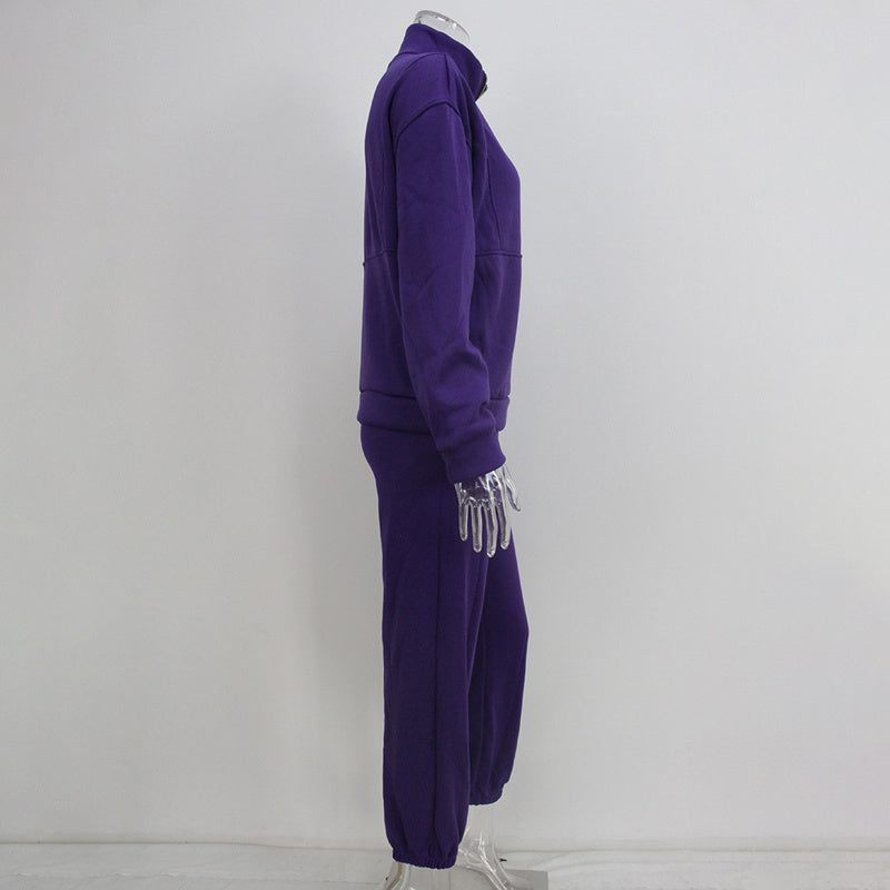 WW | Women's 2-Piece Zip Neck Set for Sporty Elegance