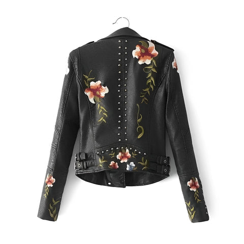 WW | Vintage Floral Leather Jacket for Women - Ideal for Everyday Wear