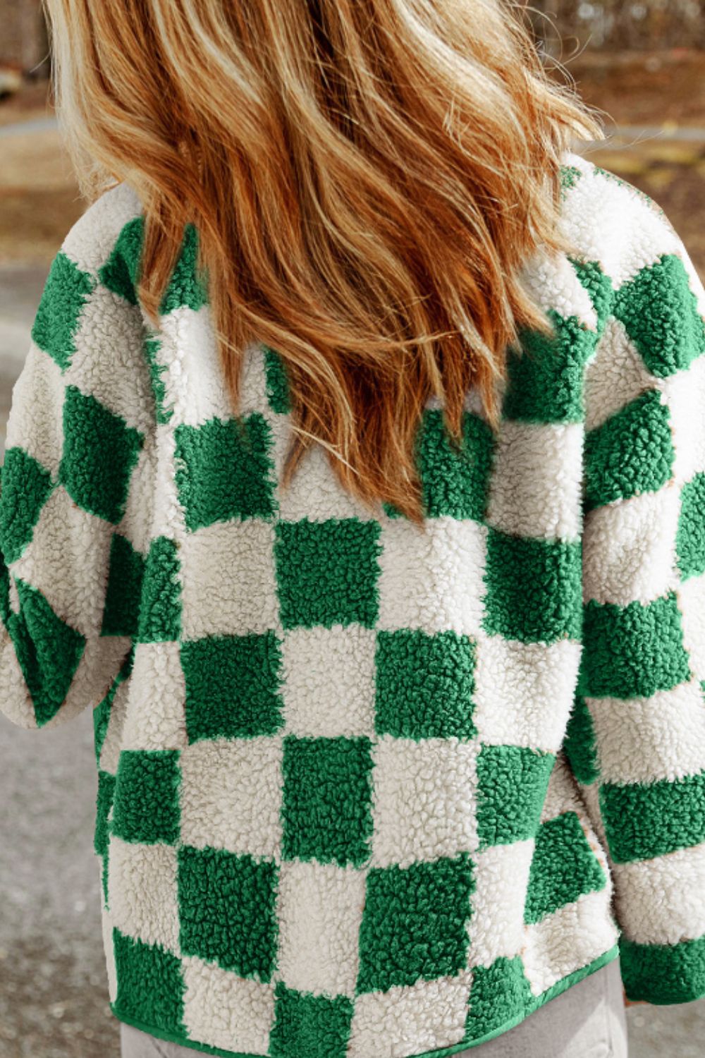 WW | Casual Fall Green Plaid Snap-Down Jacket for Women