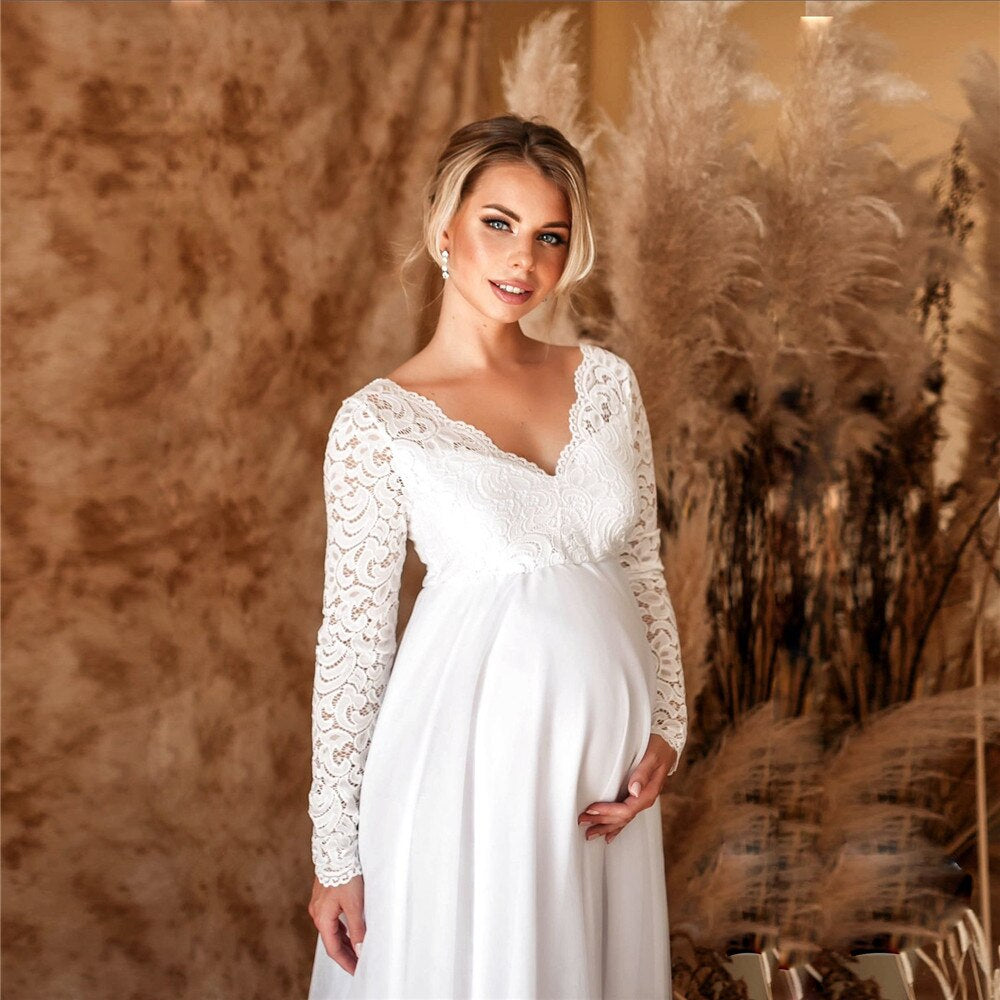 WW | Elegant Lace Maxi Dress For Pregnant Women