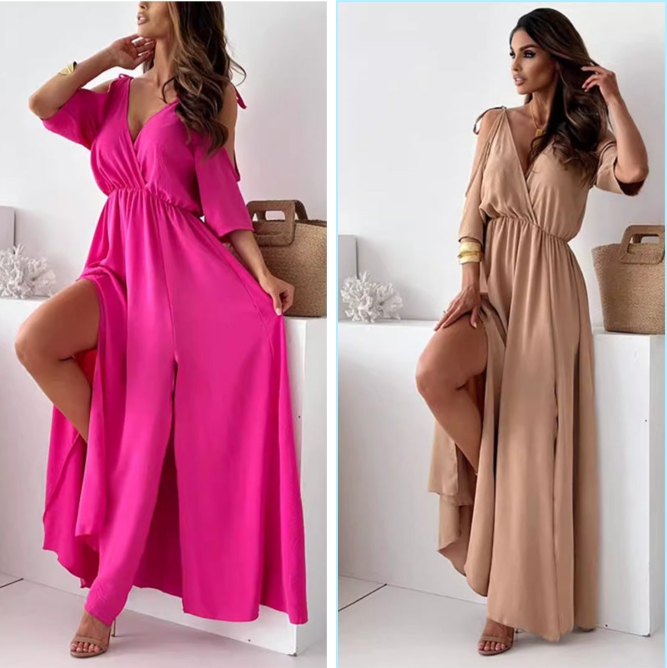 Aurora - V-Neck Bodycon Dress with Side Slit
