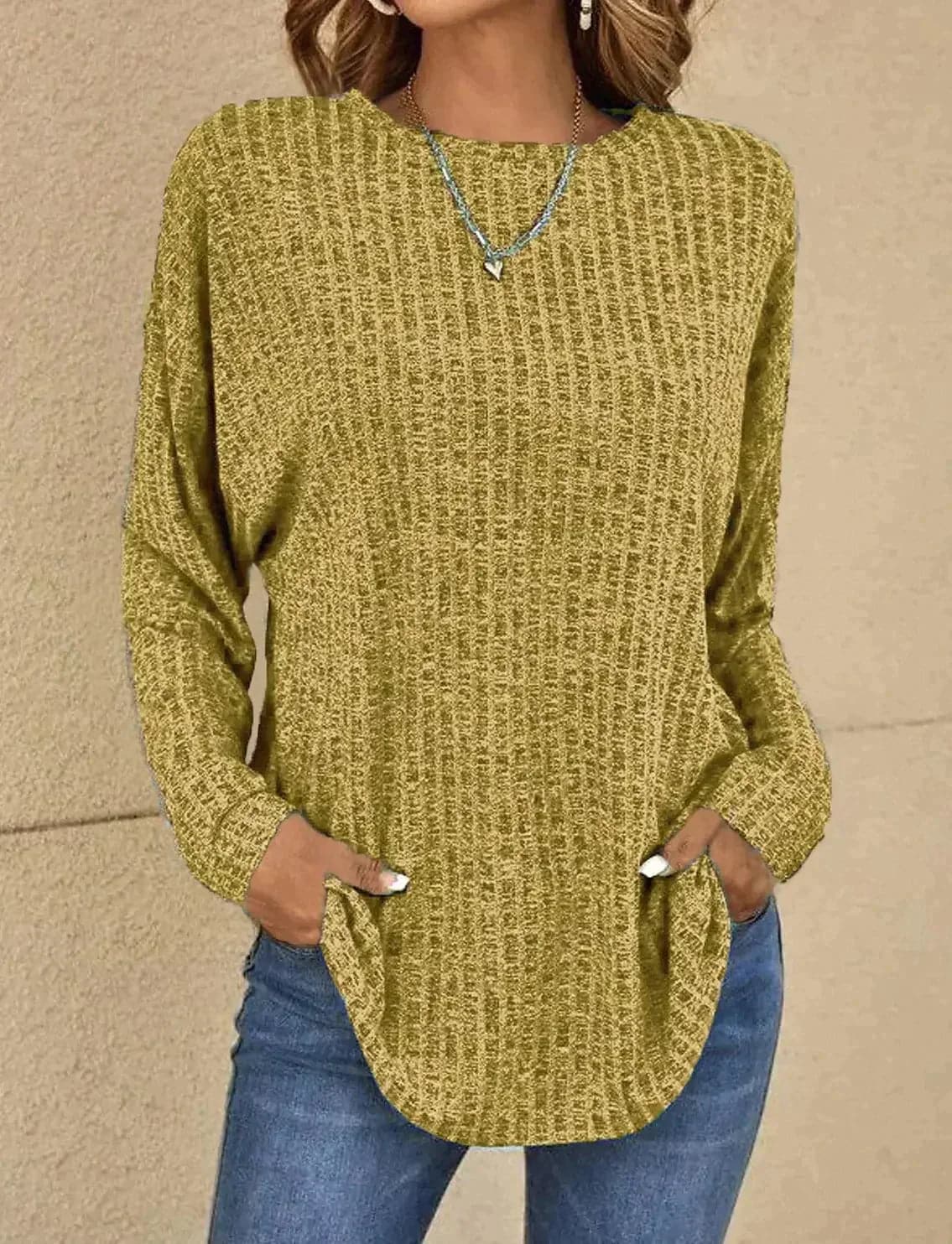 WW | Strickpullover - Weiches Strick - Lässige Passform - Lange Ärmel Bequem