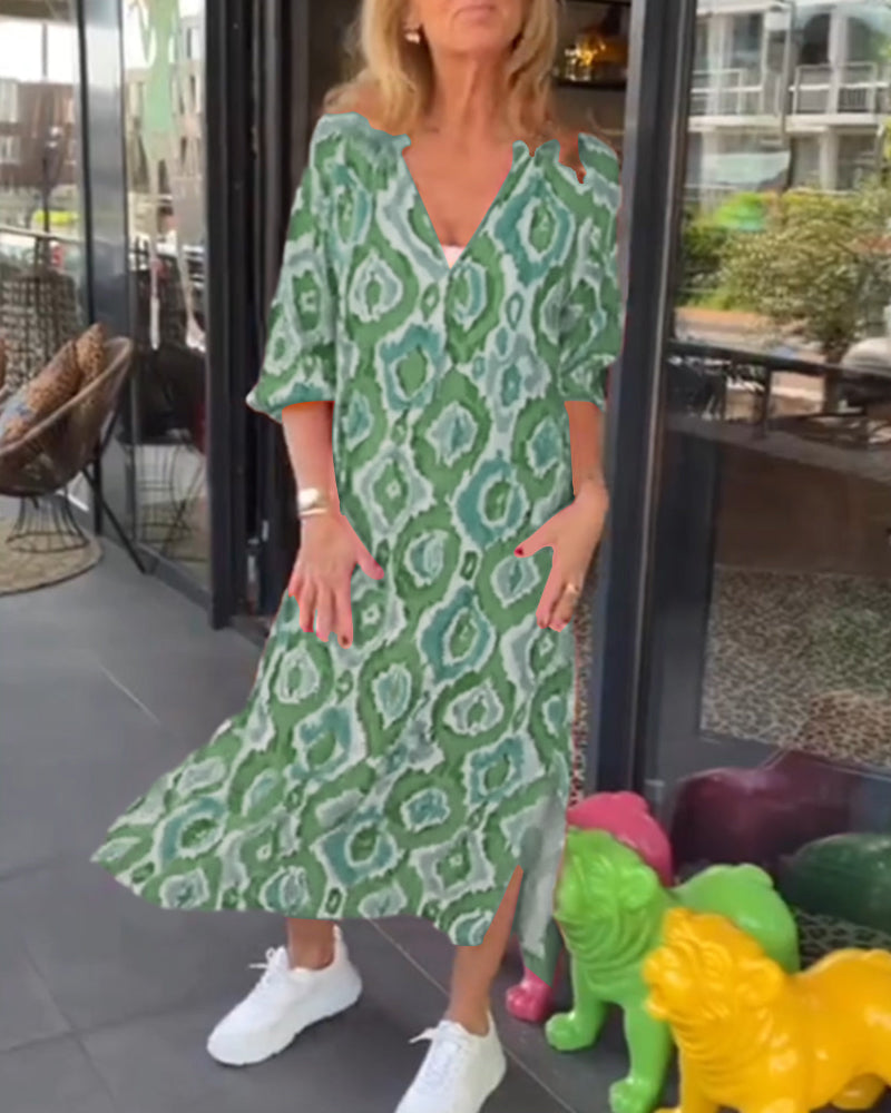 WW | Kleid mit Motivdruck und Halbärmeln