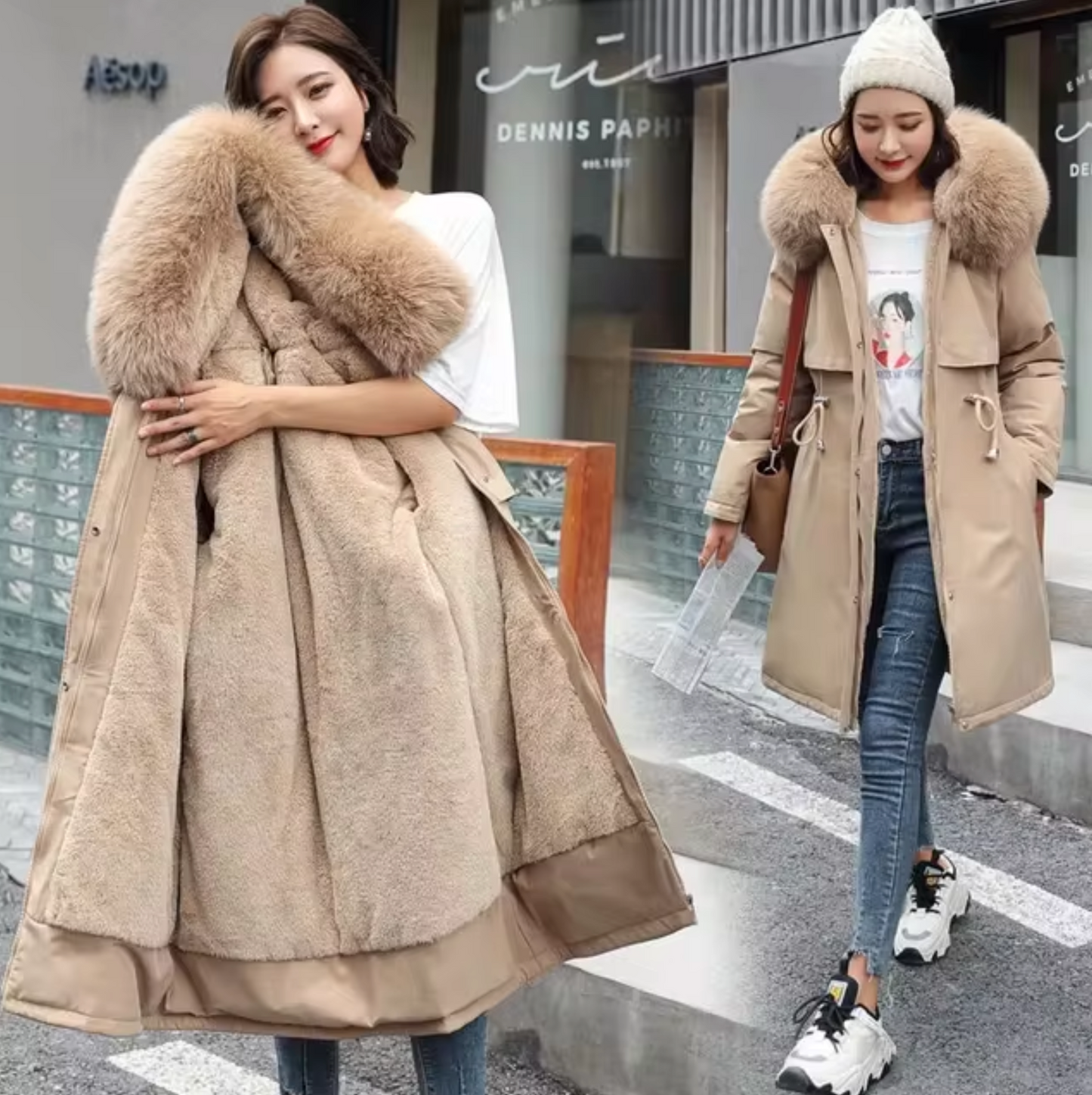 WW | Lange Wolljacke Mit Kapuze