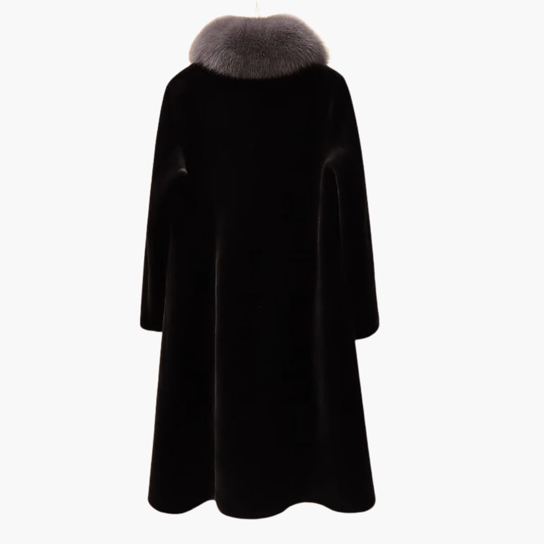 WW | Elegant Mink Coat with Fox Fur for Women