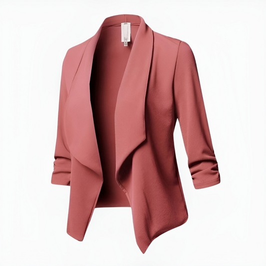 WW | Draped Offene Front-Blazer - Leichte Arbeitsjacke - 3/4 Ärmel Blazer