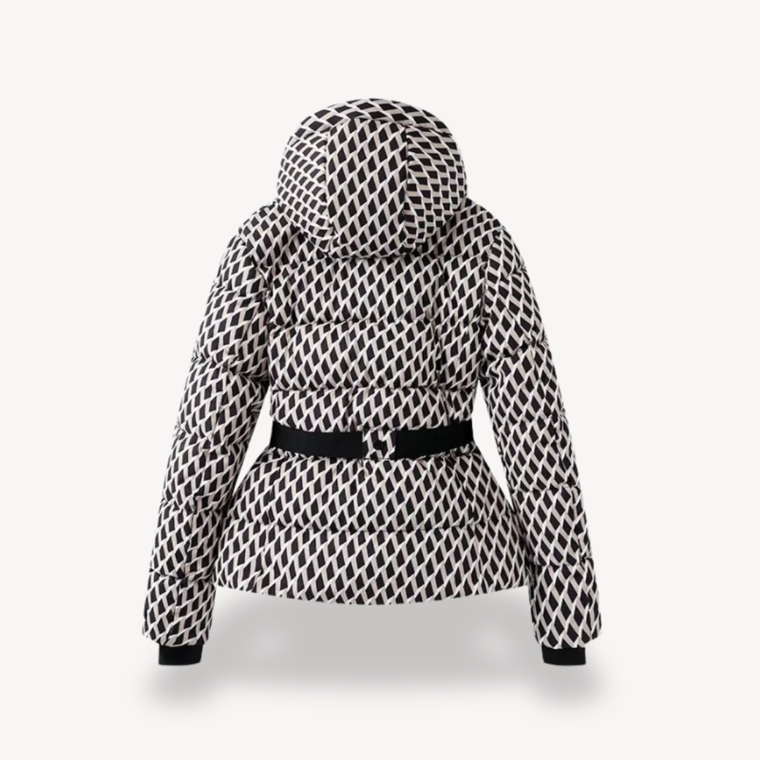 WW | Damen Gepolsterte Daunenjacke mit Kapuze und Gürtel Gemütlicher Stil