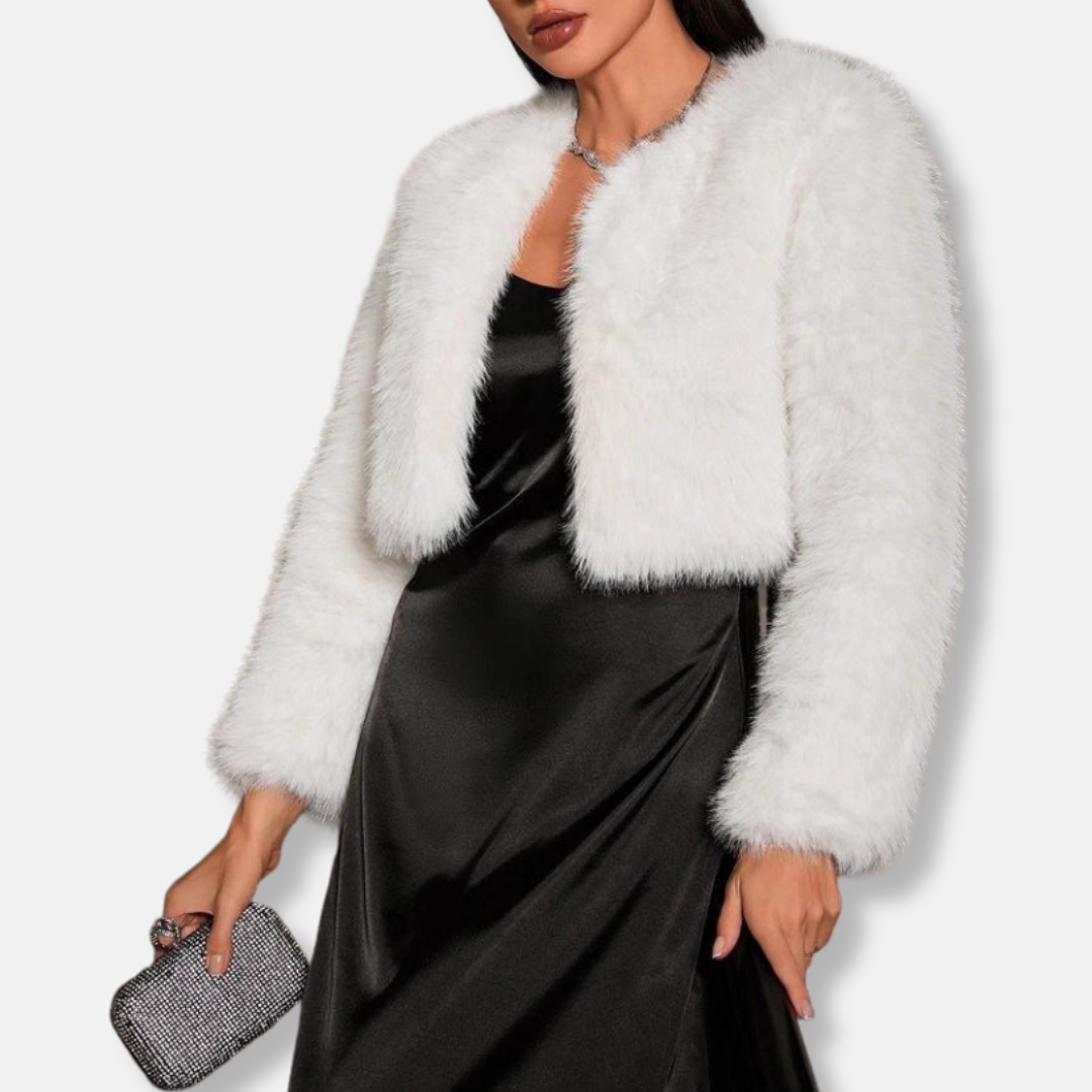 WW | Short Faux Fur Loose Fit Long Sleeve Open Front