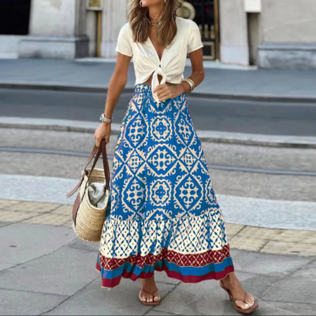 WW | Trendiger High Waist Rock Mit Geometrischem Muster