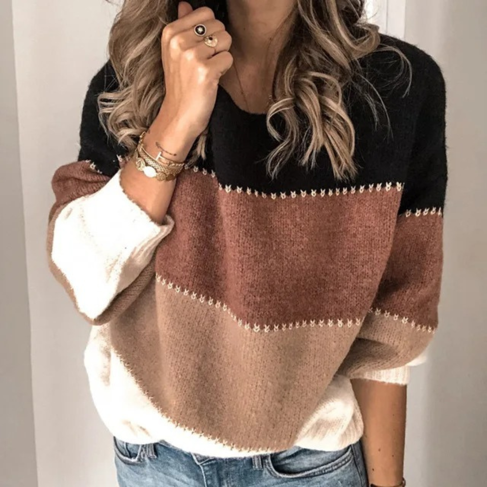 WW | Farbblock-Pullover, bequemer Pullover
